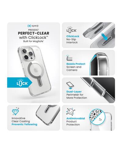 Etui do iPhone 16 Pro Warszawa Speck Presidio ClickLock MagSafe clear - przezroczyste - zdjęcie 3