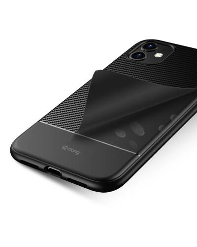 Etui do iPhone 11 Crong Carbon Cover czarne + szkło hybrydowe - zdjęcie 7