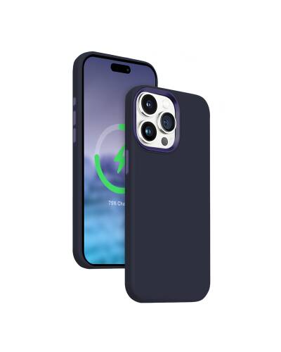 Etui do iPhone 15 Pro Crong Color Cover LUX Magnetic granatowe - zdjęcie 1