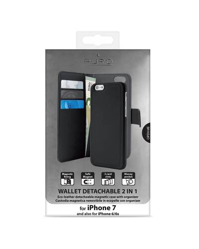 Etui do iPhone 7/8 Plus PURO Wallet Detachable - czarne - zdjęcie 3