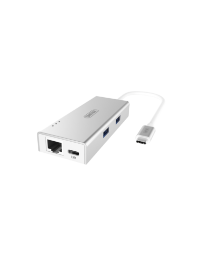 Przejściówka UNITEK z USB-C na 2XUSB3 RJ45 Power - zdjęcie 1