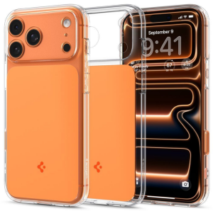 TiO.pl Eksperci Apple: Etui do iPhone 17 Pro Spigen Ultra Hybrid T MagSafe - przeźroczysty/pomarańczowy