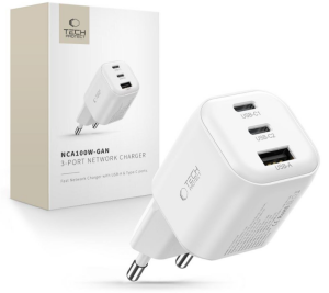 TiO.pl Eksperci Apple: Ładowarka sieciowa Tech-Protect NCA100W-GAN-AVS 3 port biała PD 100W/QC3.0