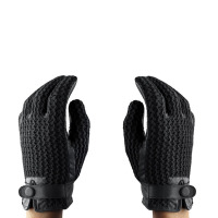 Skórzane rękawiczki Mujjo Leather Crochet Touchscreen Gloves 7 - czarne 
