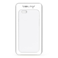 Białe etui Happy Plugs Ultra Thin do iPhone 6/6s w przezroczystym opakowaniu z logo marki, widoczny otwór na aparat oraz minimalistyczny design produktu.