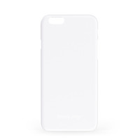 Białe etui Happy Plugs Ultra Thin do iPhone 6/6s z wycięciem na aparat, prezentujące minimalistyczny design z subtelnym logo marki w dolnej części obudowy.