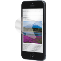 Matowa folia ochronna 3M Anti Glare częściowo odklejona od ekranu czarnego iPhone 5S, na którym wyświetlony jest wpis WanderLog z widokiem góry Fuji.