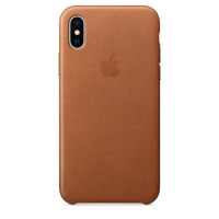 Apple Leather Case - Skórzane etui iPhone X (naturalny brąz)