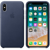 Apple Leather Case - Skórzane etui iPhone X (nocny błękit)