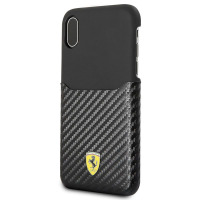 Ferrari Carbon Hard Case - Etui iPhone X z kieszenią na kartę (czarny)