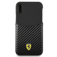 Ferrari Carbon Hard Case - Etui iPhone X z kieszenią na kartę (czarny)