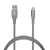 PURO Braided Cable - Kabel MFi z Lightning + klips + Aluminum Connector 1m (Space Gray)