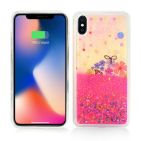 Etui do iPhone X/Xs Zizo Liquid Glitter Star Case - kwiaty 