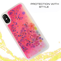Etui do iPhone X/Xs Zizo Liquid Glitter Star Case - kwiaty 