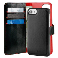 PURO Duetto Wallet Detachable - Skórzane etui 2w1 iPhone 8 / 7 / 6s / 6 (czarny/czerwony)