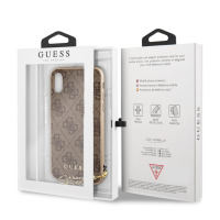 Etui do iPhone Xr z zawieszką Guess 4G Charms Collection - brązowe 
