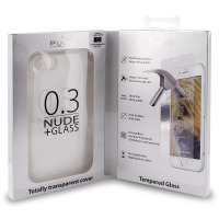 PURO 0.3 Nude - Etui iPhone 8 / 7 (przezroczysty) + Szkło ochronne hartowane na ekran iPhone 8 / 7