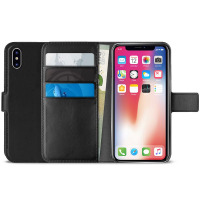 Etui do iPhone Xs Max z kieszeniami na karty PURO Booklet Wallet Case - czarne