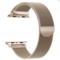 Złota bransoleta typu mediolańskiego TECH-PROTECT do Apple Watch 38/40/41/42 mm z magnetycznym zapięciem, widoczna w pełnym profilu na białym tle.