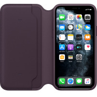 Skórzane etui folio do iPhone 11 Pro Max Apple - śliwkowe