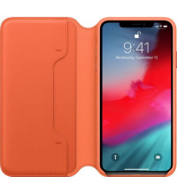 Etui do iPhone Xs Apple Leather Folio - oranż