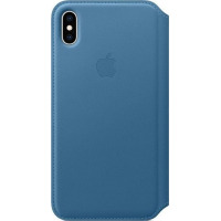 Etui do iPhone Xs Max Apple Leather Folio - szary błękit