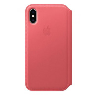 Etui do iPhone Xs Max Apple Leather Folio - zgaszony róż
