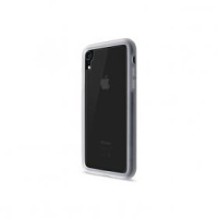 Przezroczyste etui Artwizz TPU do iPhone Xr, widok z tyłu na wyspę aparatów oraz logo Apple na czarnej obudowie telefonu w miękkim, ochronnym pokrowcu.