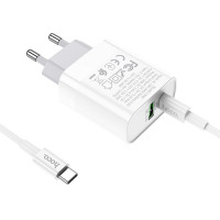Ładowarka sieciowa HOCO C80A PD20W/QC3.0 + TYPE-C - biała
