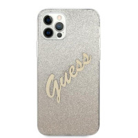  Etui do iPhone 12/12 Pro Guess Glitter Gradient Script - złote 
