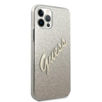  Etui do iPhone 12/12 Pro Guess Glitter Gradient Script - złote 