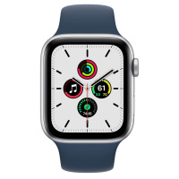 Apple Watch SE 40mm aluminium w kolorze srebrnym z paskiem sportowym w kolorze błękitnej toni