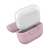 Różowe etui Gear4 Apollo Plus do słuchawek Apple AirPods Pro, ukazane w otwartej formie z wysuniętym białym etui ładującym, widoczne logo marki na obudowie.