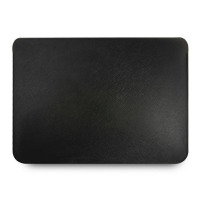 Czarne etui Guess Saffiano Script Sleeve do MacBooka Air i Pro 13 o minimalistycznym designie z charakterystyczną fakturą skóry Saffiano, widok z przodu.
