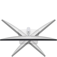 Monitor Dell 27 4K UHD IPS z logo Dell na obudowie, ukazany z góry w celu zaprezentowania zakresu obrotu podstawy oraz regulacji kąta nachylenia ekranu.