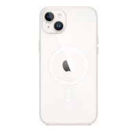 Przezroczyste etui Apple z MagSafe do iPhone 14 Plus, widok na tylny panel z charakterystycznym pierścieniem magnetycznym oraz wycięciem na dwa aparaty.