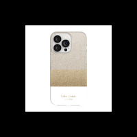 Etui Kate Spade New York Hardshell do iPhone 13 Pro z potrójnym aparatem, ozdobione złotym brokatem w trzech odcieniach i napisem Kate Spade New York.