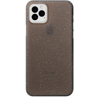 Czarne, półprzezroczyste etui Laut Slimskin do iPhone 11 z subtelnym brokatowym wykończeniem, widocznym wycięciem na potrójny aparat oraz logo marki na dole.