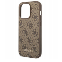 Etui do iPhone 14 Pro Guess 4G Metal Logo Gold - Brązowe 