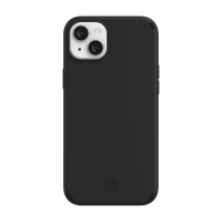 Czarne etui Incipio Duo do iPhone 14 Plus z widoczną kwadratową wyspą na podwójny aparat oraz subtelnym logo producenta w dolnej części tylnej obudowy.