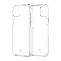 Przeźroczyste etui Incipio Duo MagSafe do iPhone 14 Plus, ukazujące dwuczęściową konstrukcję ochronną z wycięciem na aparat oraz logotypem producenta.