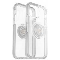 Przeźroczyste etui OtterBox Symmetry z wbudowanym uchwytem PopSockets do iPhone 12 i 12 Pro, ukazujące tylną część obudowy z wycięciem na aparat.