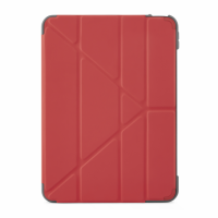 Czerwone etui Pipetto Origami do iPad Air 10,9 4/5 gen. z charakterystycznymi geometrycznymi liniami składania na przedniej klapce, widok z przodu.