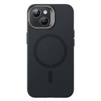 Czarne etui ESR Cloud Kickstand z MagSafe do iPhone 15, widok na plecki z wbudowaną podstawką przy wyspie aparatów z napisem Camera Guard.