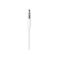 Biały kabel Apple Lightning do gniazda słuchawkowego o długości 1,2 m, zakończony wtykiem jack 3,5 mm z widocznymi trzema pierścieniami stykowymi.