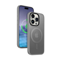 Etui do iPhone 15 Pro Max Crong Hybrid Frost MAG Cover szare