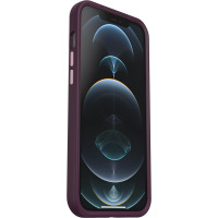 Różowe etui OtterBox Aneu do iPhone 12 Pro Max, widok z profilu na lewą krawędź urządzenia z widocznymi przyciskami głośności oraz przełącznikiem wyciszenia.