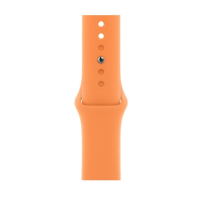 Miodowy pasek silikonowy Apple do zegarka Apple Watch 44/45/49mm, ukazujący zapięcie typu pin-and-tuck oraz otwory regulacyjne na płaskim tle.