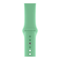 Silikonowy pasek Apple do zegarka Apple Watch w kolorze miętowym, widoczny od strony wewnętrznej z charakterystycznym metalowym zapięciem typu pin.