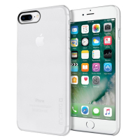 Szare etui Incipio DualPro do iPhone 7 Plus, widok na tył z wycięciem na podwójny aparat oraz przód telefonu z włączonym ekranem głównym systemu iOS.